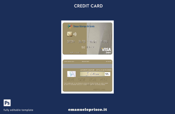 modello di carta di debito visto Guinea Banque Islmaique de Guinée stile verific